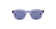 Rectangular Thom Browne 412 Sunglasses with transparent gray frames and dark tinted lenses, shown from the front against a white background.