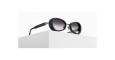 3/4 view of Matsuda 10616H sunglass in matte black with grey gradient lenses on a pedestal