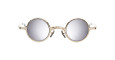 Kuboraum Z17 round sunglasses feature reflective lenses and gold-colored frames, displayed against a white background.