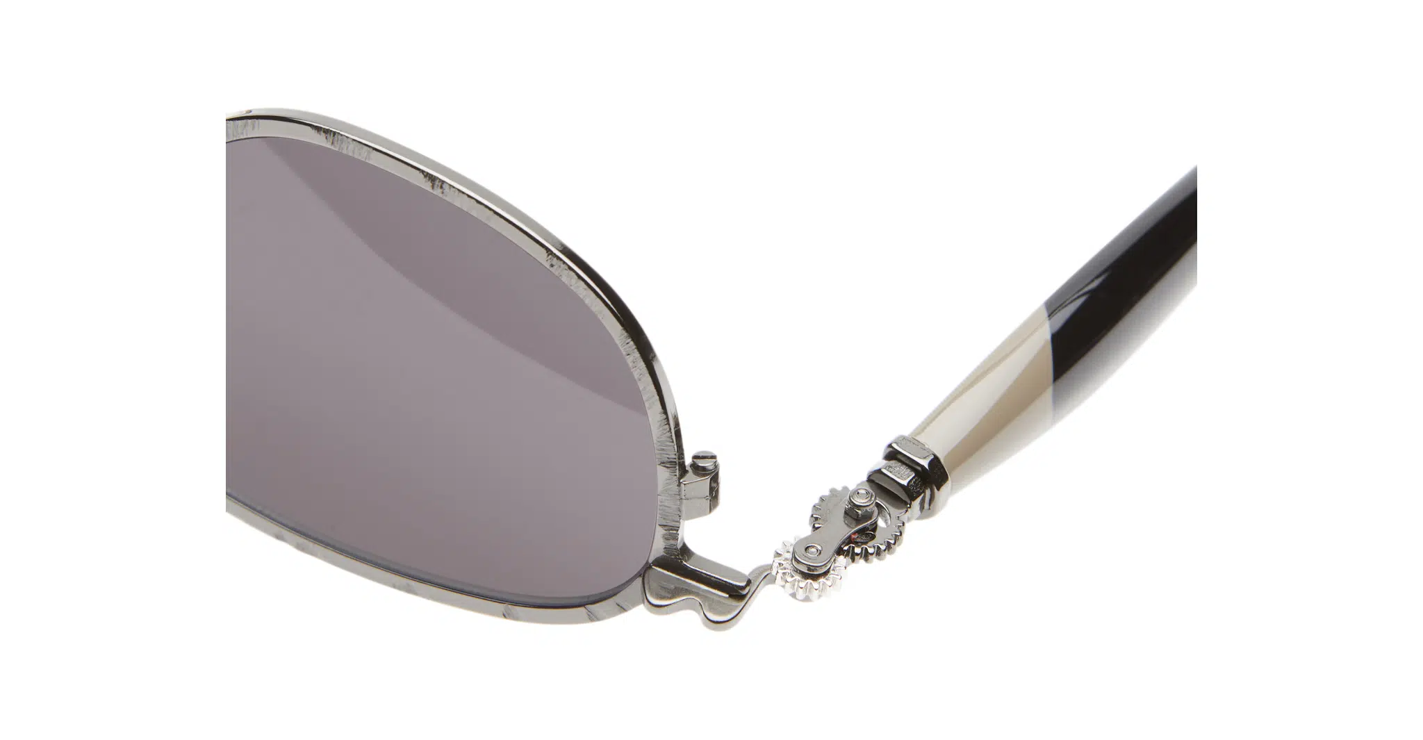 Kuboraum J71 Sunglass in Color RH Gunmetal Hinge Detail Lateral View