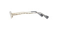 Side view of Kuboraum Z24 gold eyeglasses featuring wavy, textured arms and black tips, shown on a white background.