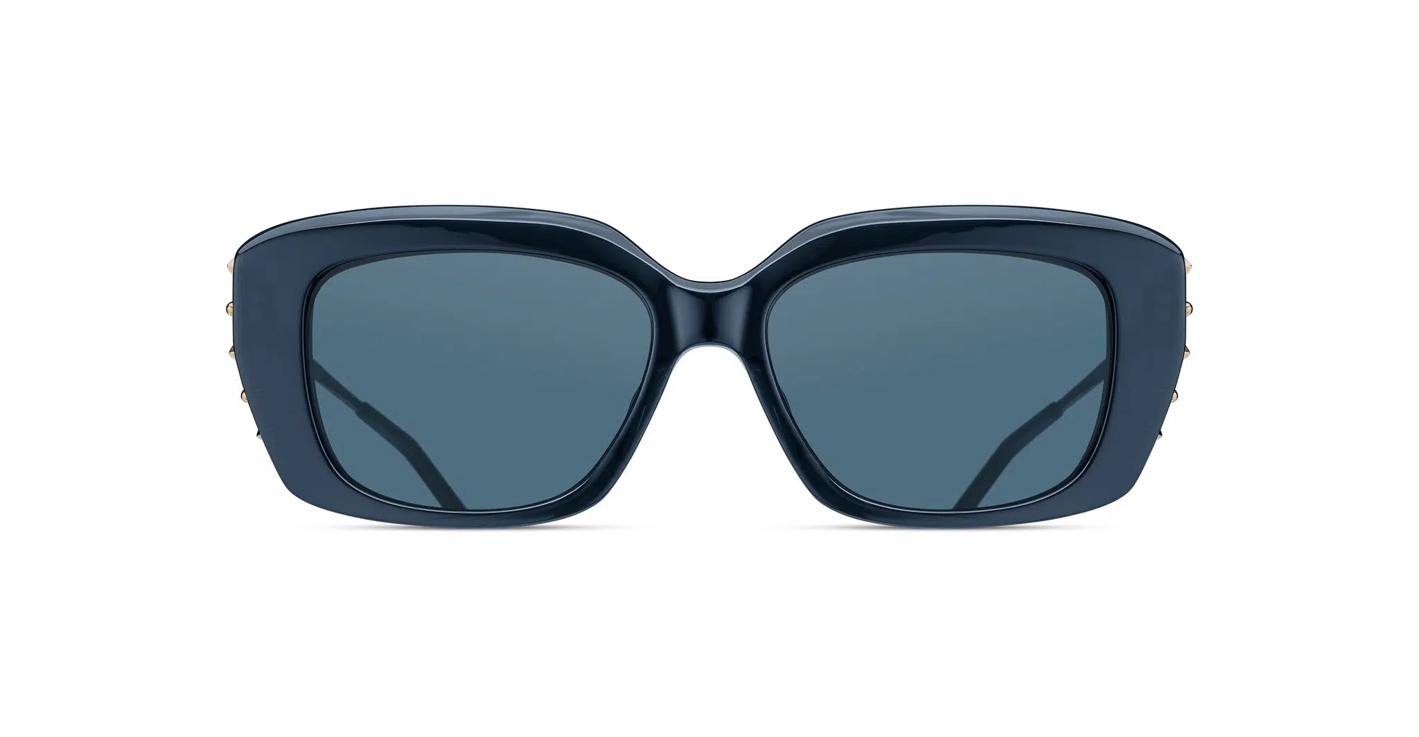 Front view of Matsuda sunglass model M2070 in dark navy crystal with blue grey lenses