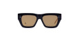 A pair of rectangular, black-framed Thom Browne sunglasses with brown-tinted lenses, shown from the front.