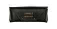 The Native Sons x Casinola "The E's" is a black leather eyeglasses case with gold Casino LA and Native Sons text on the front, secured by two brass snap buttons.