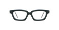 Front view of Kuboraum P25 black rectangular eyeglasses with thick frames and clear lenses, displayed on a white background.