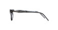 Side view of Kuboraum D75 black eyeglasses featuring a silver engraved metal detail on the temple arm, photographed against a white background.