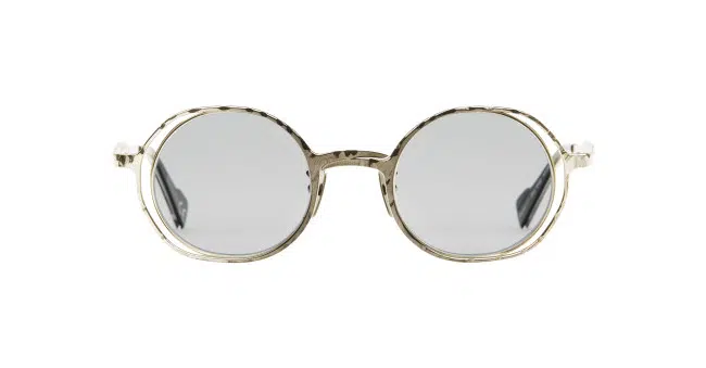 Kuboraum H11 round sunglasses with light-colored, translucent frames and silver mirrored lenses, shown front-facing on a white background.
