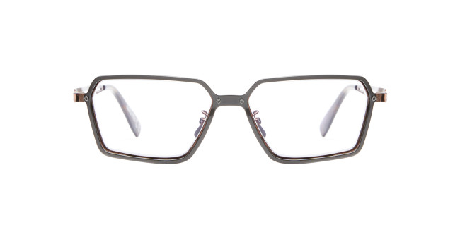 The Kuboraum H15 features rectangular eyeglasses with a dark, thin metal frame and clear lenses, displayed from the front against a plain white background.