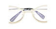 Close-up view of the Kuboraum H18 gold metal eyeglass frames with clear lenses, highlighting the nose bridge and temples; white background.