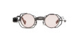 Kuboraum Z50 round steampunk sunglasses with pink lenses, metal frame, side shields, and gear-like temple detailing, displayed on a white background.