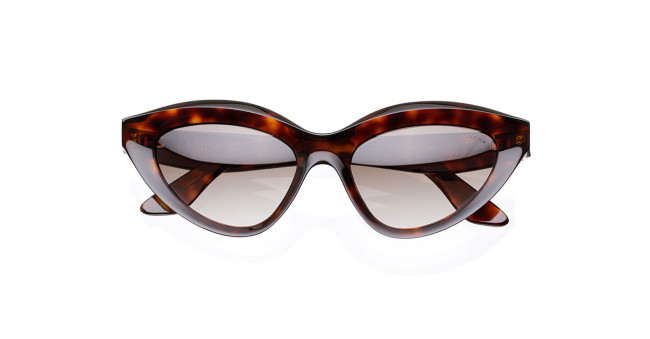 Lapima Camila cat-eye sunglasses in tortoiseshell with dark gradient lenses, shown on a white background.