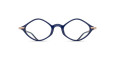 The Matsuda M2066 eyeglasses feature bold, round, dark blue frames with gold accents on the hinges, displayed against a white background.